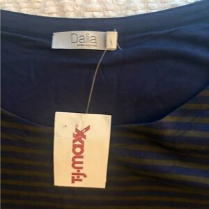 Dalia Navy and Black Striped Long Sleeve Dress